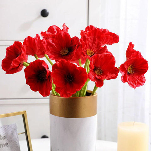 fleurs artificielles coquelicots rouge
