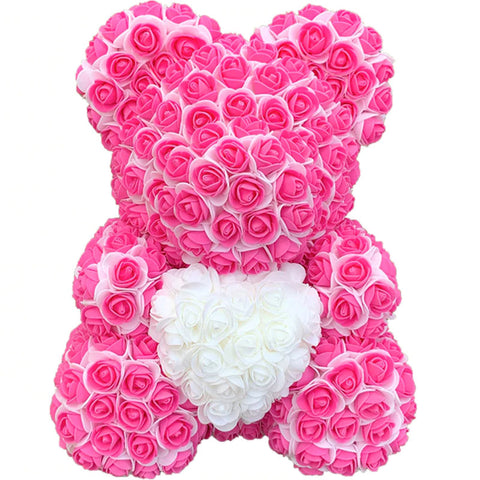 ours avec coeur en rose eternelle